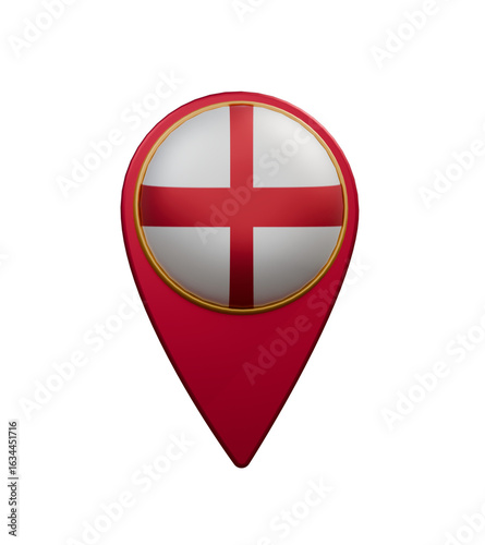 Free Download English National Flag Location Marker Button for Maps and GPS 3D Render - GFXLoad