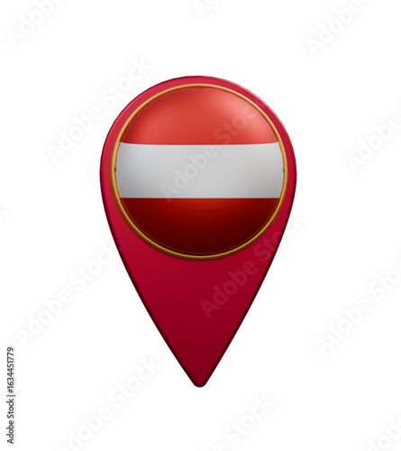Free Download Austrian National Flag Location Marker Button for Maps and GPS, Map Pointer Button with Austria Flag in Flat Design 3d rander - GFXLoad