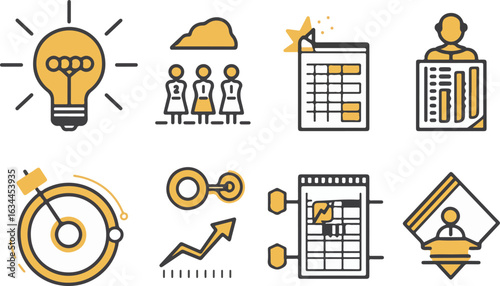 Collection of business icons in flat style