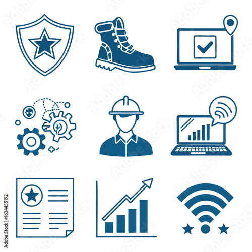 Professional Icon of Shoes, computer, Increasing, Developing...