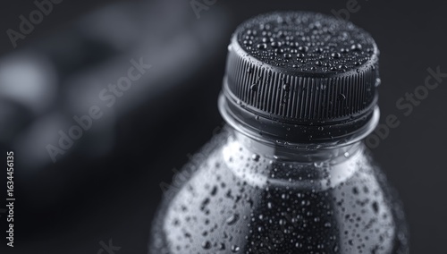 Close-up of a dark-colored plastic bottle cap