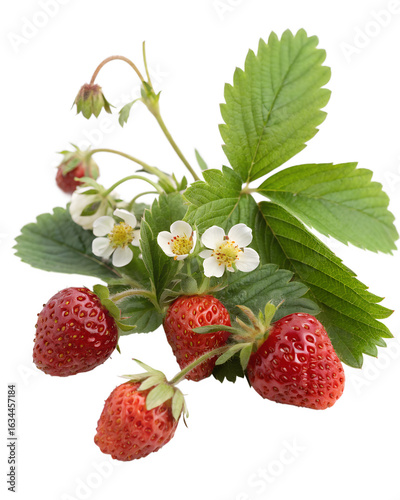Wild strawberries (Fragaria vesca) isolated on transparent background