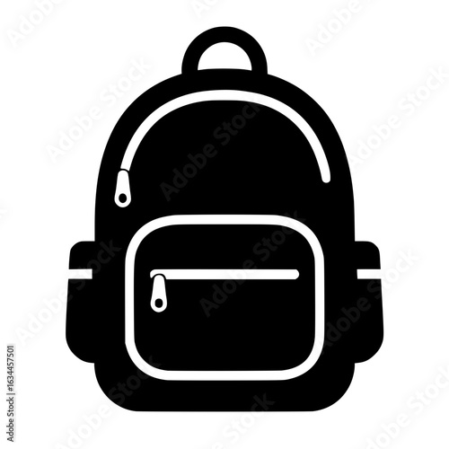 Isolated black backpack icon for school and travel
