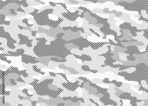 Abstract halftone seamless camouflage pattern. Repeating digital dotted hexagonal camo military texture background. Abstract modern fabric textile ornament. Vector illustration.