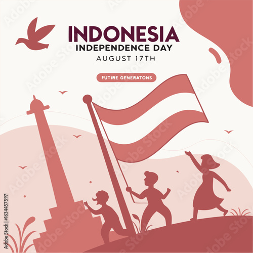 Patriotic illustration celebrating Indonesia's Independence.eps