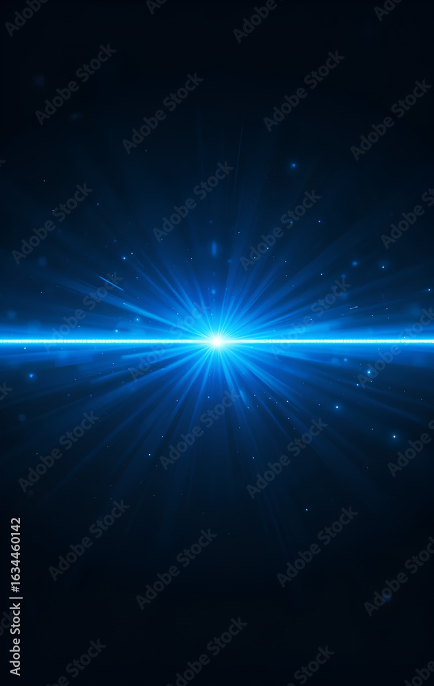 Fototapeta premium Soft glowing blue light streak ray dark background flare effect artwork