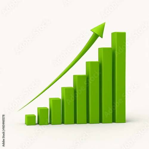 Free Download Green bar chart showing upward trend and growth arrow - GFXLoad