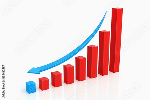 Free Download Red and blue bars showing upward trend with a downward arrow - GFXLoad