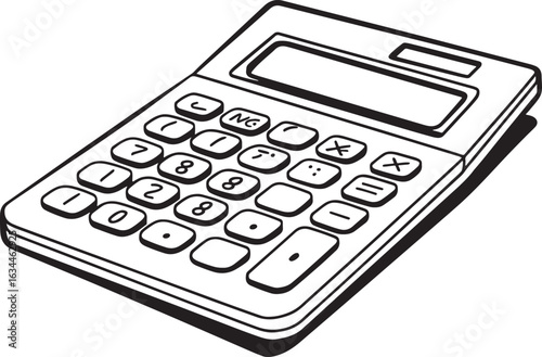 classic calculator with a digital display and keypad line art illustration stock photos royalty free image premium quality