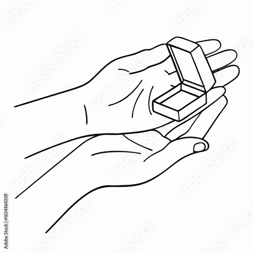 Open cardboard box held gently in hands with copy space for gift giving and celebration events; fragile delivery