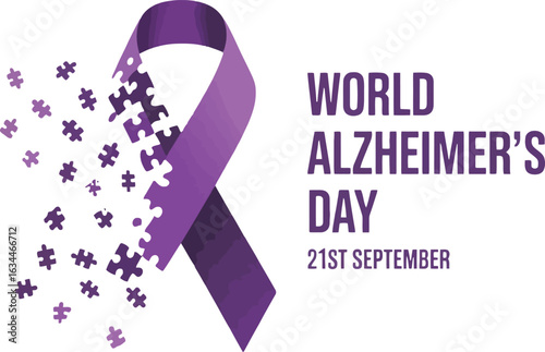Purple Ribbon Puzzle Pieces World Alzheimers Day 21st September dementia memory loss