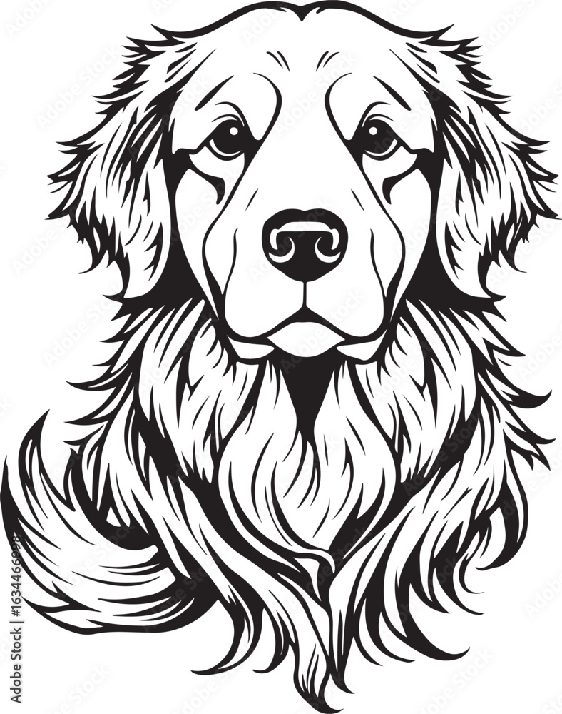 Fototapeta premium Dog Outline Silhouette Vector – Minimal Line Art on White Background for Pet Logos and Design Projects