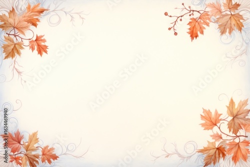 Painting of vintage maple leaves border backgrounds pattern plant.