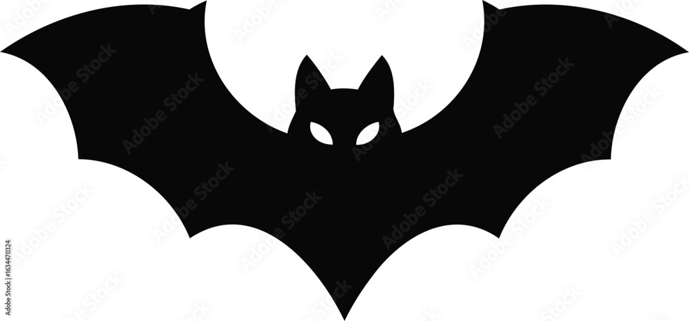 Fototapeta premium Silhouette of a bat flying on a white background perfect for halloween themed designs and spooky illustrations