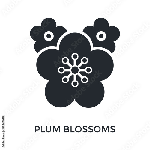 Plum Blossoms Icon Glyph Style. Vector Illustration For Graphic Design