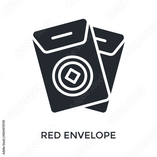 Red Envelope Icon Glyph Style. Vector Illustration For Graphic Design