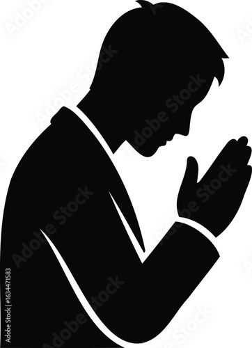 Silhouette of a man in prayer expressing faith and devotion to god in a moment of worship and spiritual meditation