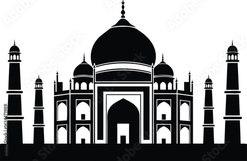Silhouette of the taj mahal a famous historical landmark and iconic symbol of india and mughal architecture