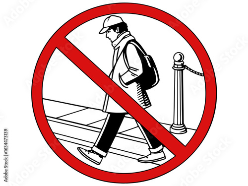 No pedestrians allowed sign isolated on white background