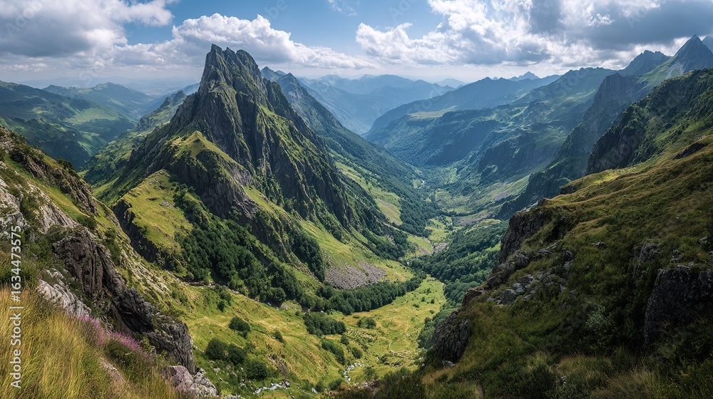 Obraz premium Green Valley Scenic Panorama View