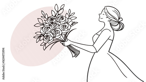 Elegant bride holding floral bouquet wedding flowers