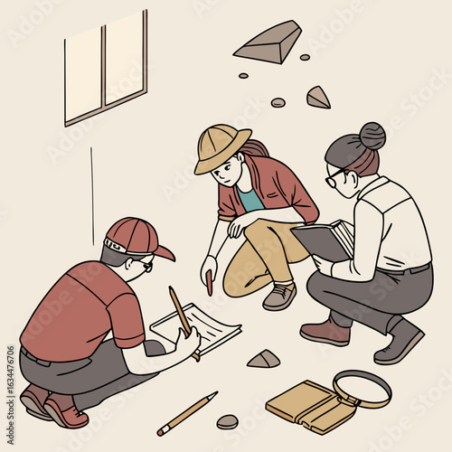 Archaeologists Teamwork During an Excavation