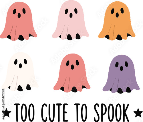 Too cute too spook, Halloween SVG typography T Shirt Design 
