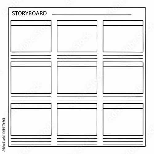 Blank Storyboard Template with Nine Panels