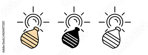 Stylized sun and bottle illustration in three variations, showcasing creativity and design versatility.