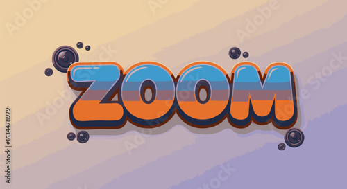Zoom Text Effect Colorful 3D Cartoon Style