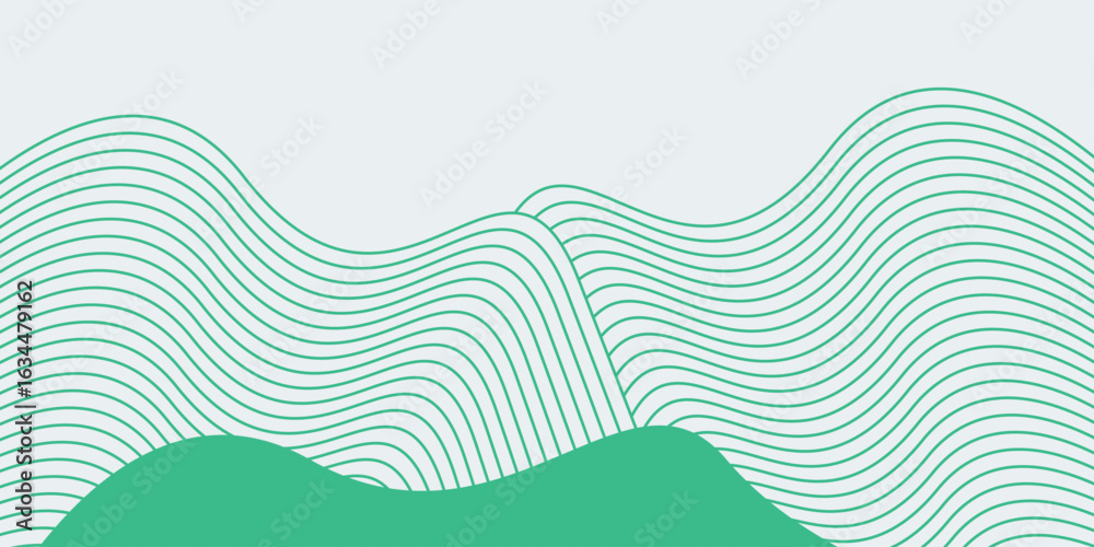 Obraz premium green line Abstract wavy background. Thin line on white.