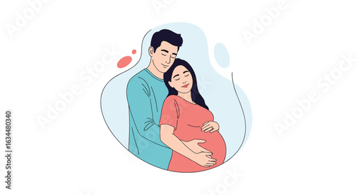 Happy expecting parents embracing their future child with love and anticipation
