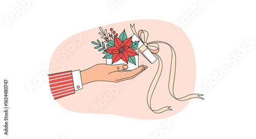 Delicate floral arrangements gracing a hand with a beautiful gift presentation