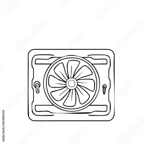 Doodle Style Computer Fan Radiator Illustration Depicting Cooling System Component for Technology or PC Building Concepts