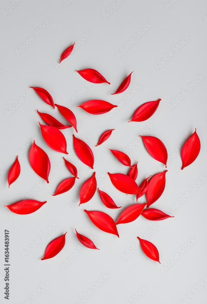 Fototapeta premium Striking Contrast of Heliconia Petals on Grey Surface