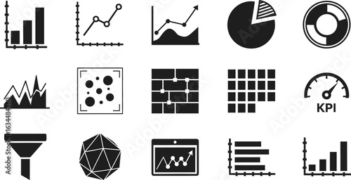 Data analytics and business intelligence chart icon collection
