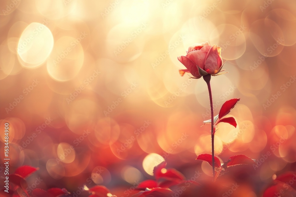 Obraz premium Rose goal color bokeh backgrounds sunlight outdoors.
