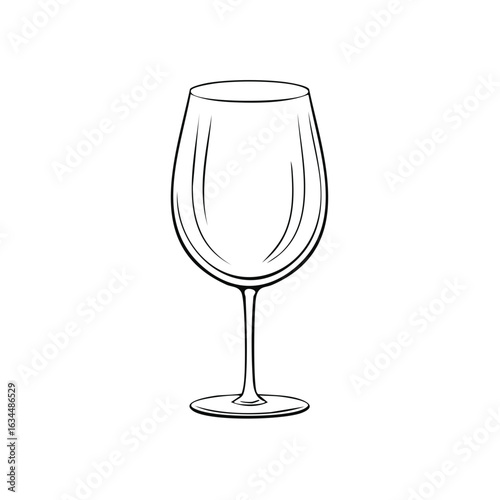 Elegant Outline of an Empty Wine Glass Classic Barware Illustration