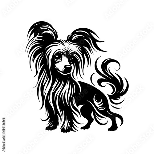 Stylized Chinese Crested Dog Vector Illustration.