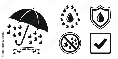 Waterproof icons set vector