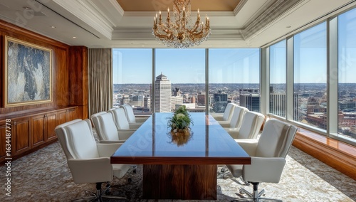 High-rise boardroom with panoramic city views