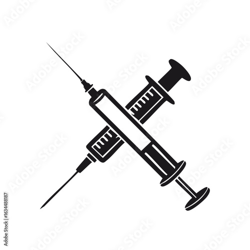 Two Overlapping Medical Syringes Symbolizing Health Treatment and Immunization