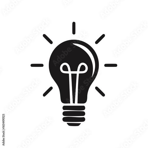 Monochrome Lightbulb Symbolizing Ideas and Innovation with a Glowing Filament