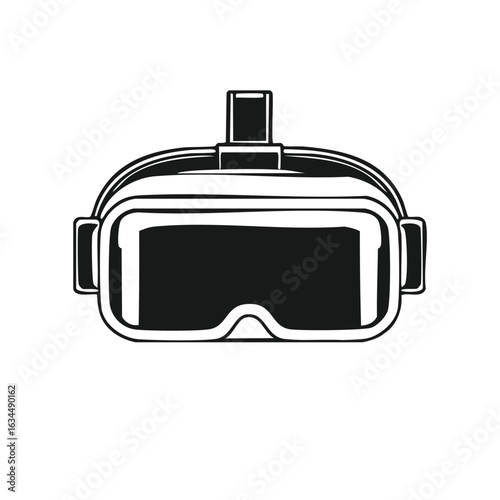 Virtual Reality Headset Black and White Outline for Gaming Immersive Digital Technology