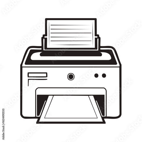 Printer Machine Outlines Printing Papers Documents Black and White Graphic