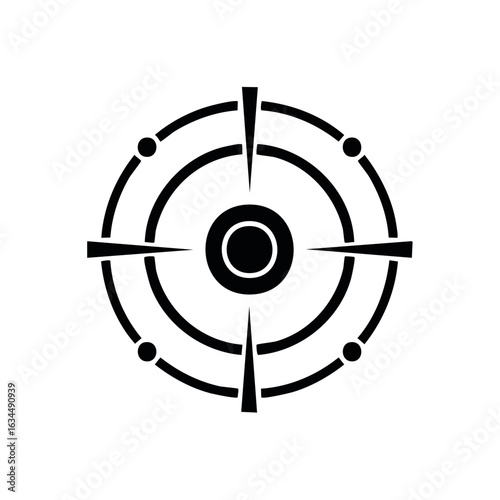Target Black and White Illustration Showing Centered Aim or Precision Goal Seeking