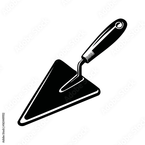 Triangular Trowel Black and White Illustration Tool for Construction or Cake Decorating