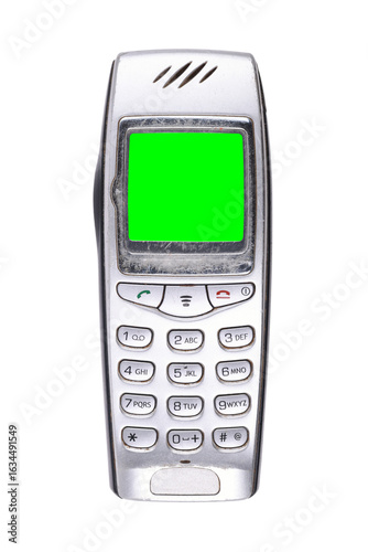 Wallpaper Mural Classic mobile phone from the early 2000s with green screen isolated on white background. Torontodigital.ca