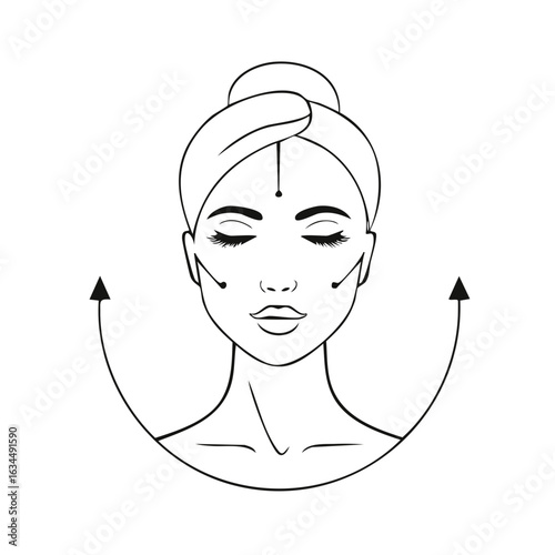 Face Lifting Massage Skin Care Treatment for Woman with Facial Acupressure Beauty Therapy