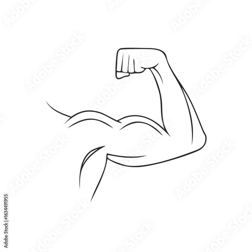 Muscular arm illustration showing biceps and fist black outline strong fitness concept
